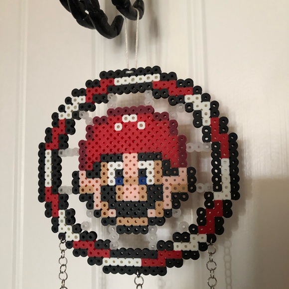 Mario Bros Perler bead art Dream Catcher wall decor Pixel 🍄 handmade Nintendo🌟 - Picture 5 of 9